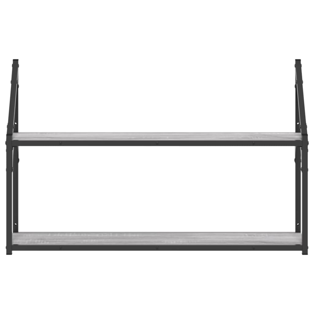 Scaffale Parete 2 Ripiani Grigio Sonoma 80x21x51 cm Multistrato
