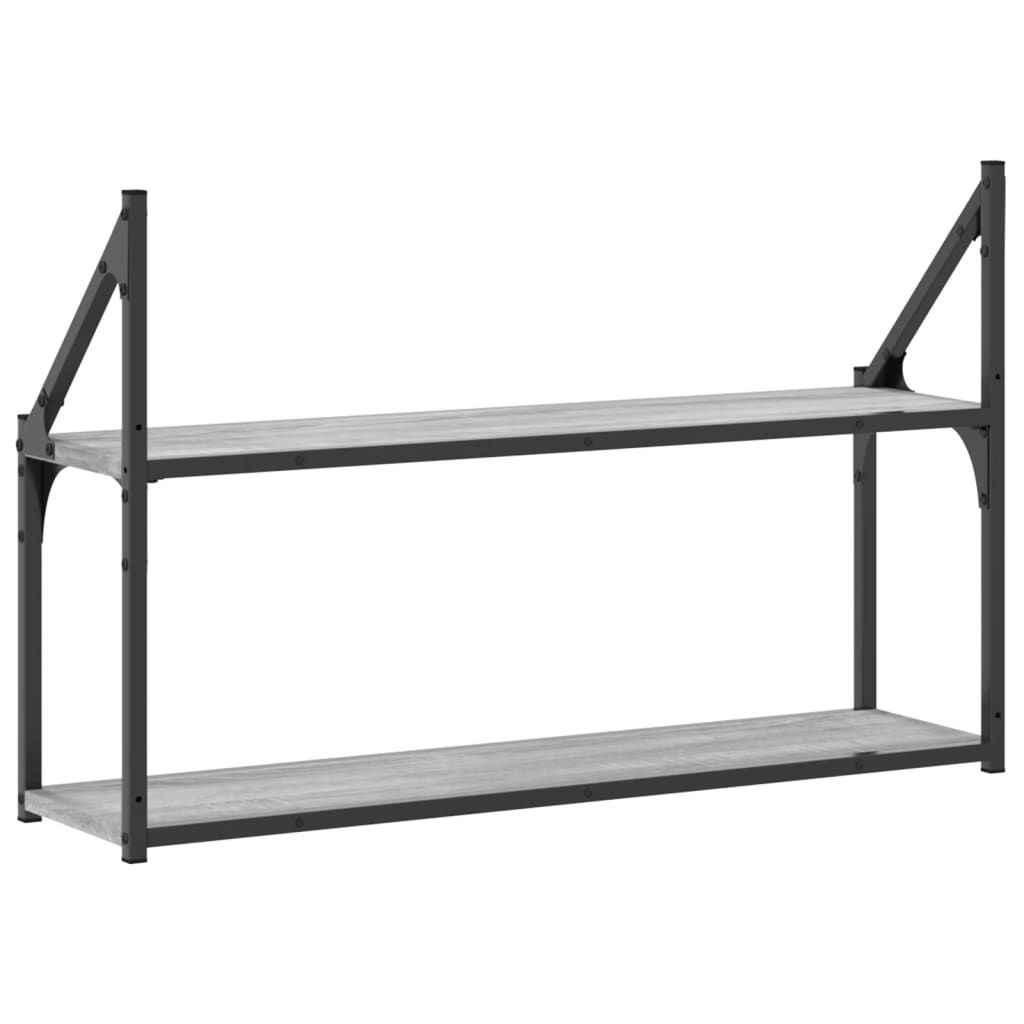 Scaffale Parete 2 Ripiani Grigio Sonoma 80x21x51 cm Multistrato | homemem39
