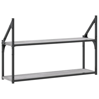 Scaffale Parete 2 Ripiani Grigio Sonoma 80x21x51 cm Multistrato | homemem39