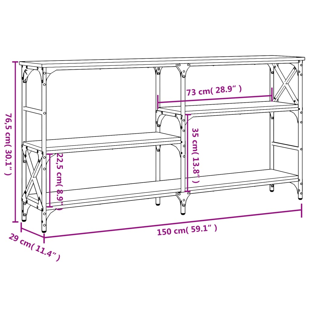 Tavolo Consolle Grigio Sonoma 150x29x76,5 cm Legno Multistrato - homemem39