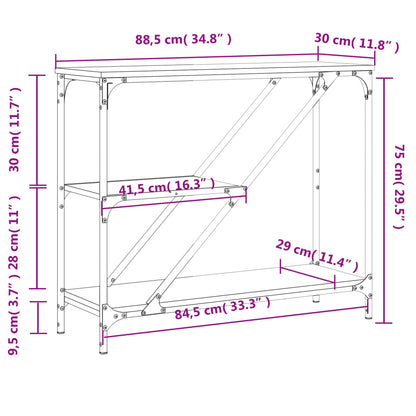 Tavolino Consolle Grigio Sonoma 88,5x30x75 cm Legno Multistrato | homemem39