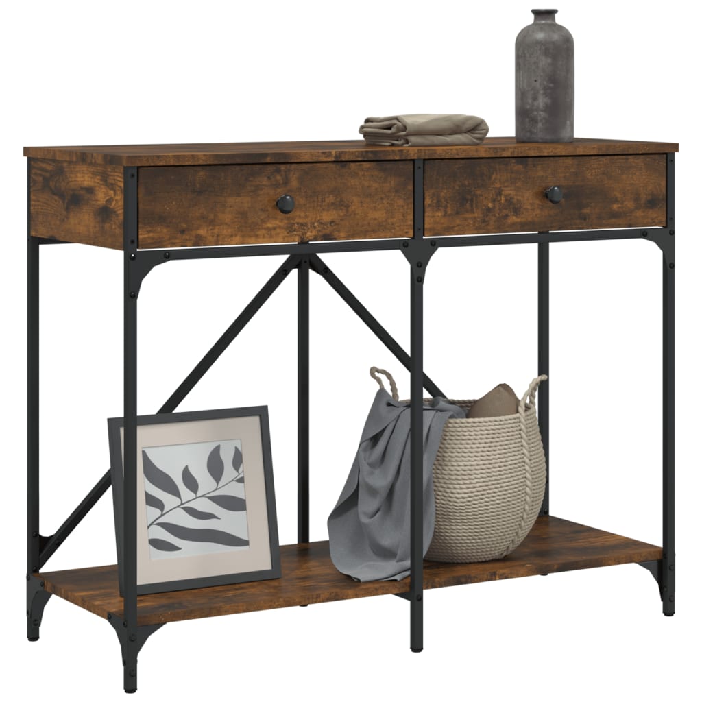 Tavolo Consolle Rovere Fumo 100x39x78,5 cm in Legno Multistrato | homemem39