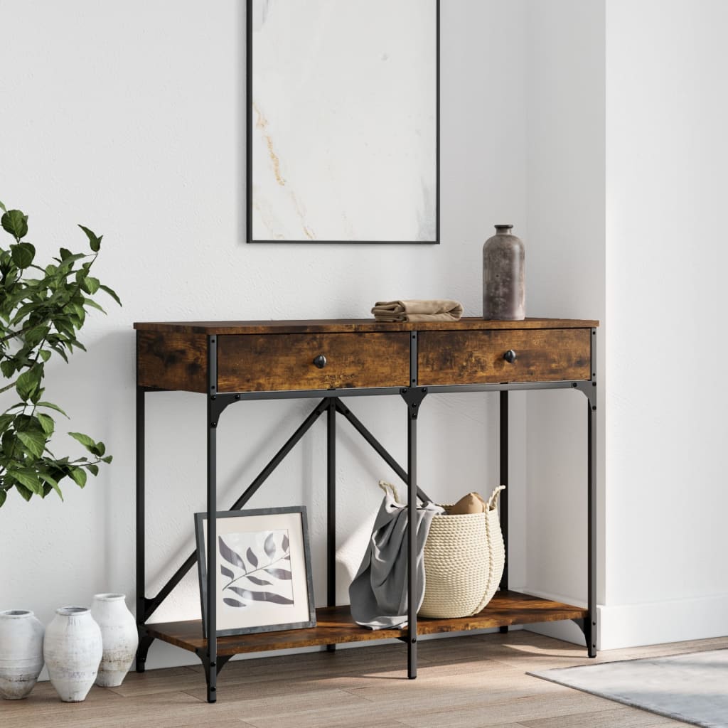 Tavolo Consolle Rovere Fumo 100x39x78,5 cm in Legno Multistrato | homemem39