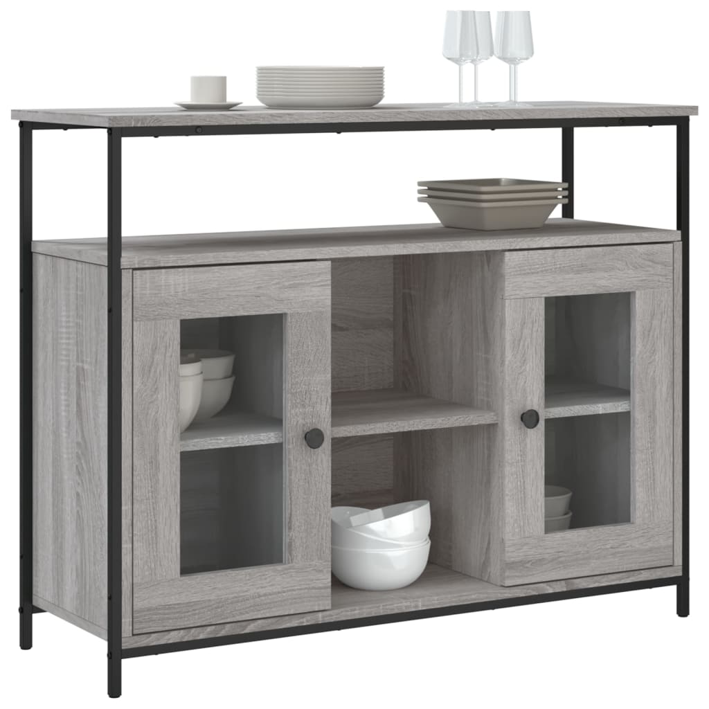 Credenza Grigio Sonoma 100x35x80 cm in Legno Multistrato - homemem39