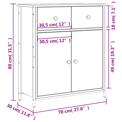 Credenza Nera 70x30x80 cm in Legno Multistrato