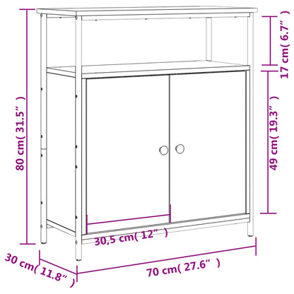 Credenza Nera 70x30x80 cm in Legno Multistrato