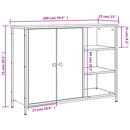 Credenza Rovere Sonoma 100x33x75 cm in Legno Multistrato