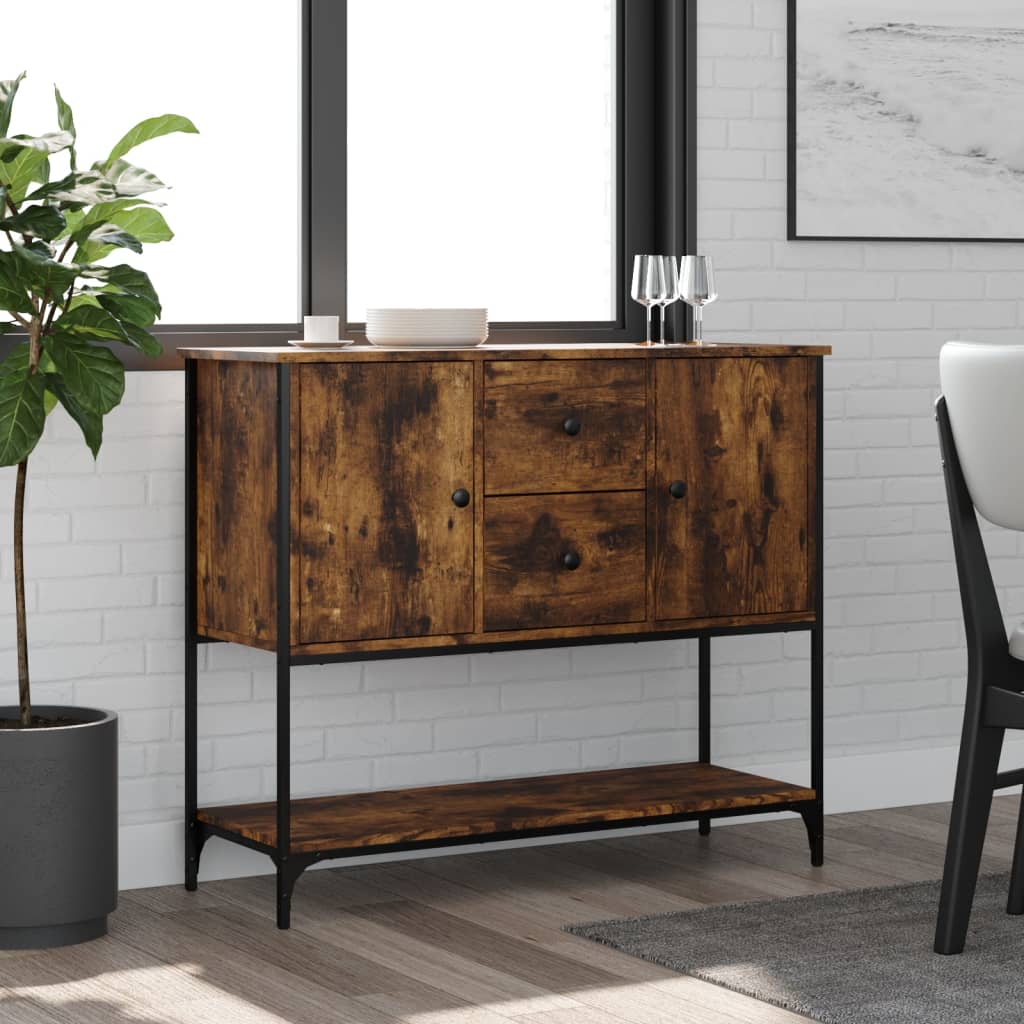 Credenza Rovere Fumo 100x36x85 cm in Legno Multistrato - homemem39