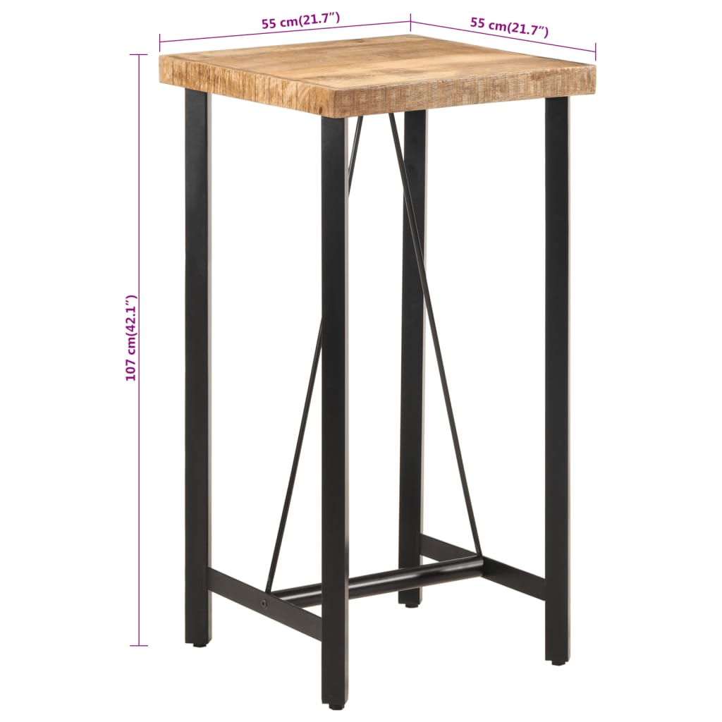 Tavolino da Bar 55x55x107 cm Legno Massello di Mango e Ferro | homemem39