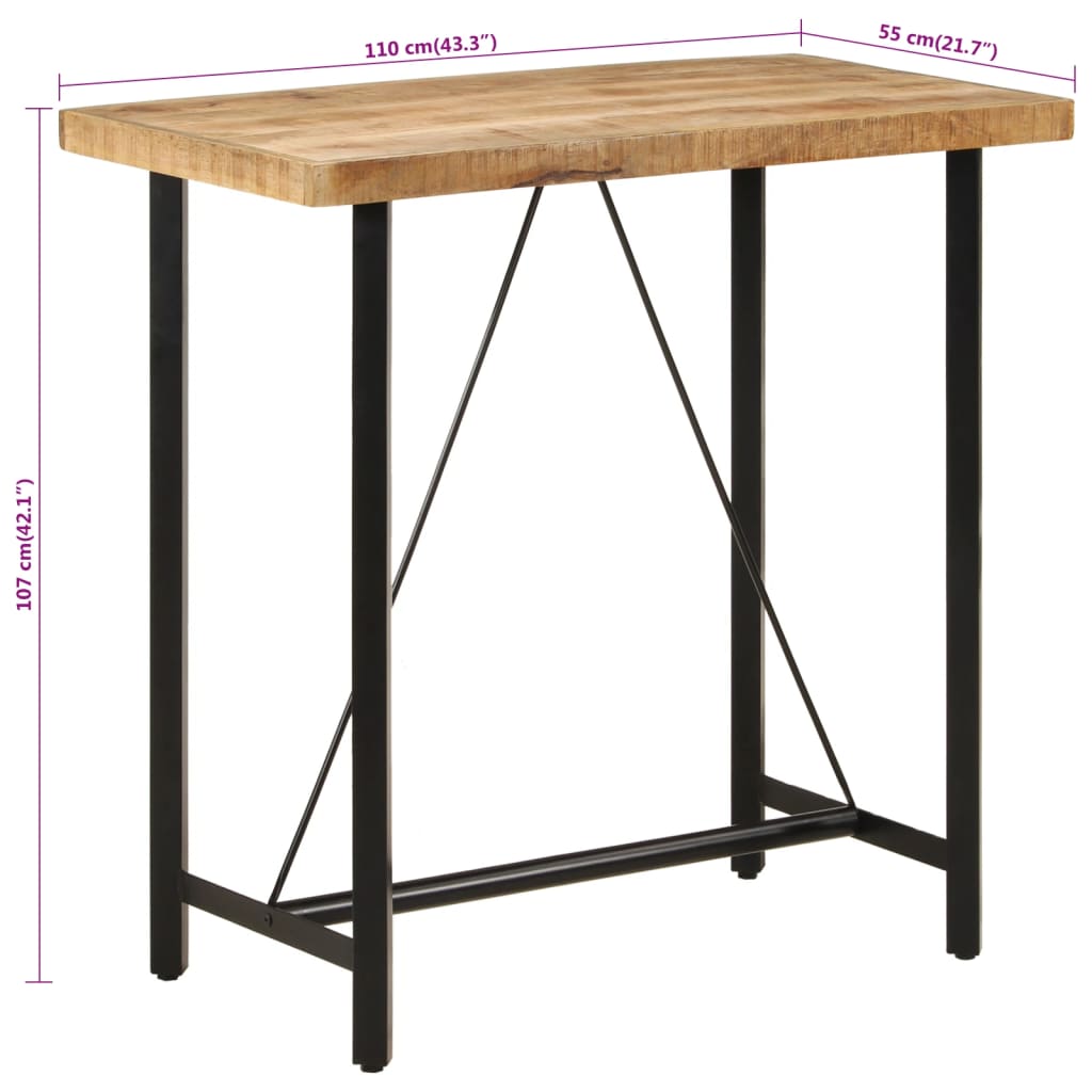 Tavolino da Bar 110x55x107 cm Legno Massello di Mango e Ferro | homemem39