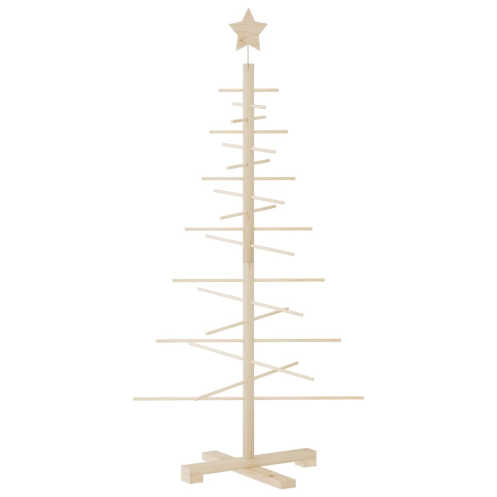 Albero di Natale Decorativo in Legno 125 cm Legno Massello Pino