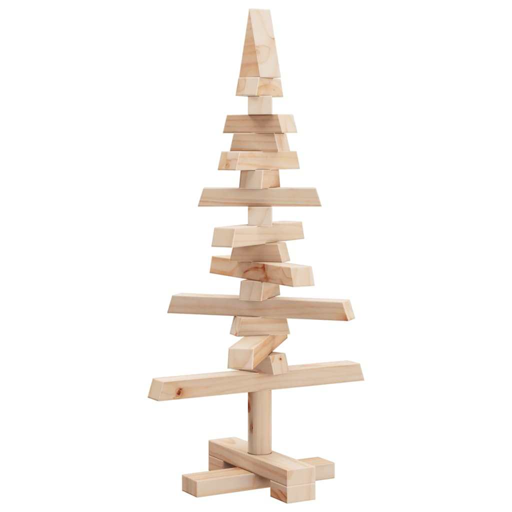 Albero di Natale Decorativo in Legno 60 cm Legno Massello Pino