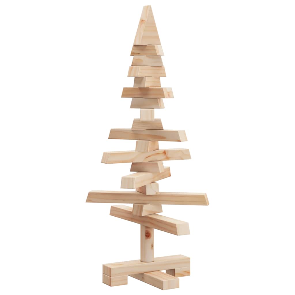 Albero di Natale Decorativo in Legno 60 cm Legno Massello Pino