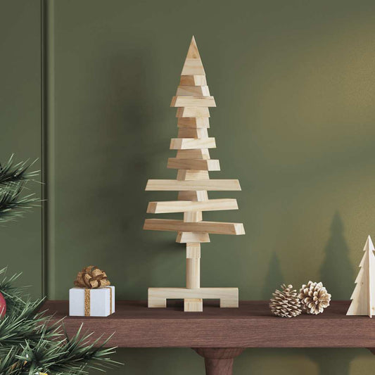 Albero di Natale Decorativo in Legno 60 cm Legno Massello Pino