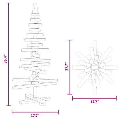 Albero di Natale Decorativo in Legno 90 cm Legno Massello Pino