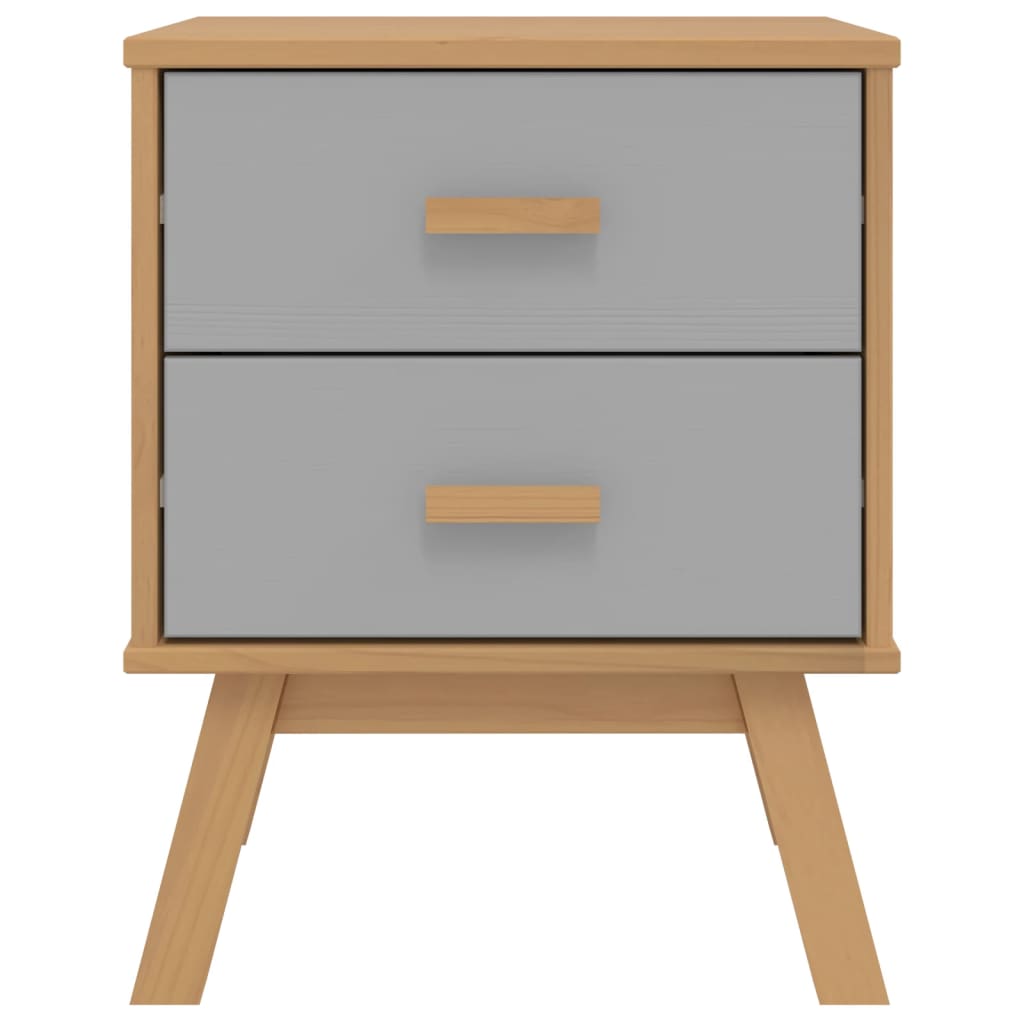 Comodino OLDEN Grigio e Marrone in Legno Massello di Pino - homemem39