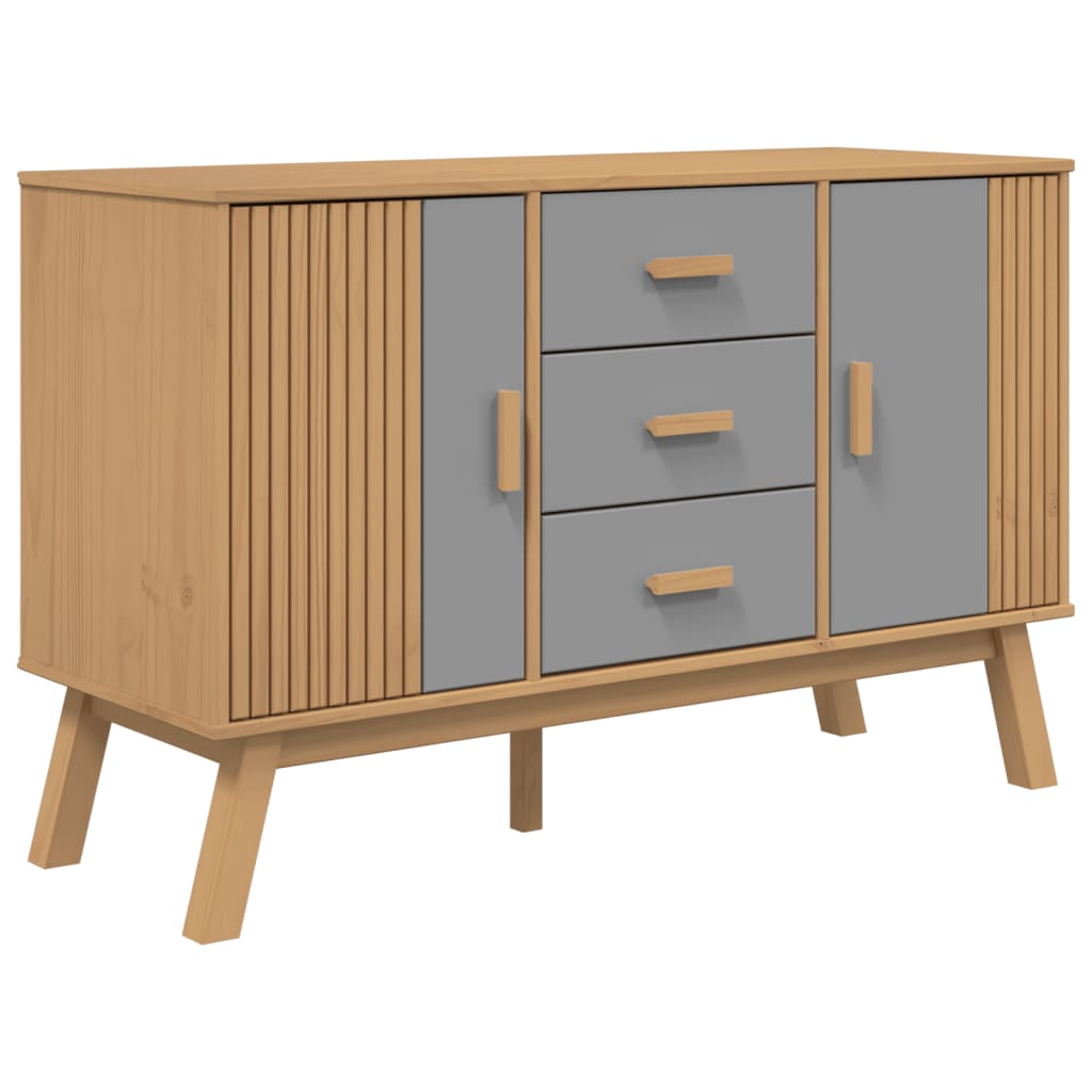 Credenza OLDEN Grigia e Marrone 114x43x73,5 cm Massello di Pino - homemem39