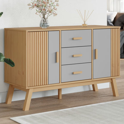 Credenza OLDEN Grigia e Marrone 114x43x73,5 cm Massello di Pino - homemem39