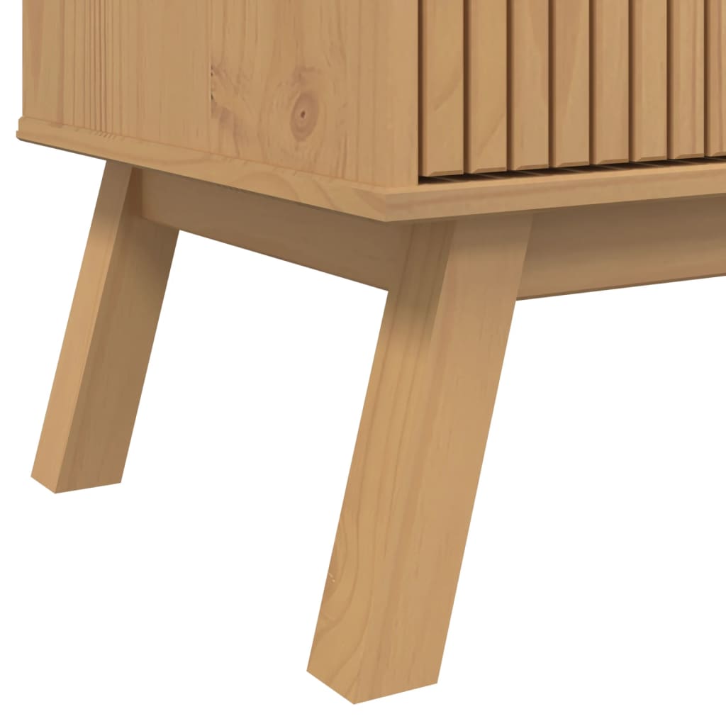 Credenza OLDEN Bianca e Marrone 114x43x73,5 cm Massello di Pino