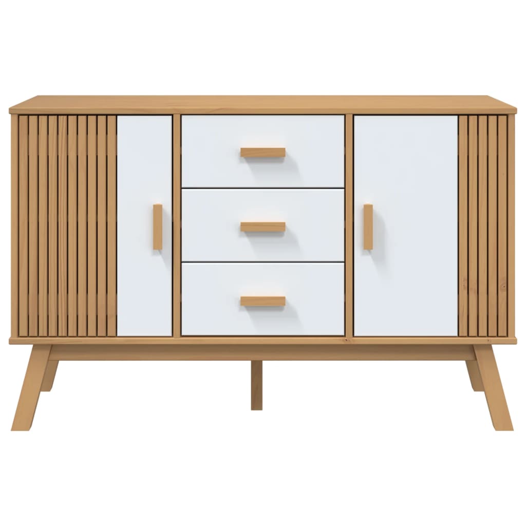 Credenza OLDEN Bianca e Marrone 114x43x73,5 cm Massello di Pino | homemem39