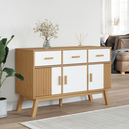 OLDEN Sideboard White and Brown 114x43x73.5 cm Solid Pine