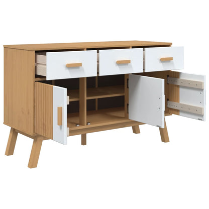 OLDEN Sideboard White and Brown 114x43x73.5 cm Solid Pine