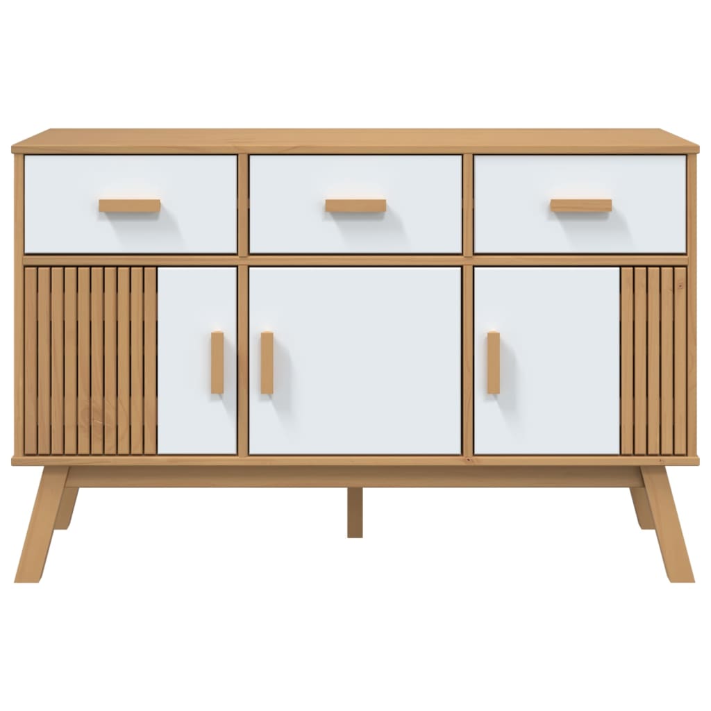 OLDEN Sideboard White and Brown 114x43x73.5 cm Solid Pine