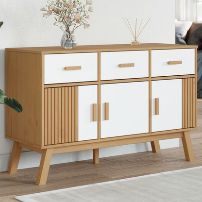 OLDEN Sideboard White and Brown 114x43x73.5 cm Solid Pine