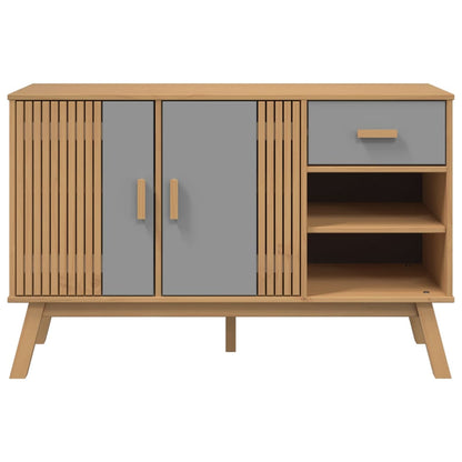 Credenza OLDEN Grigia e Marrone 114x43x73,5 cm Massello di Pino