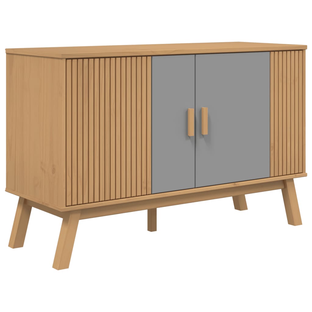 Credenza OLDEN Grigia e Marrone 114x43x73,5 cm Massello di Pino - homemem39