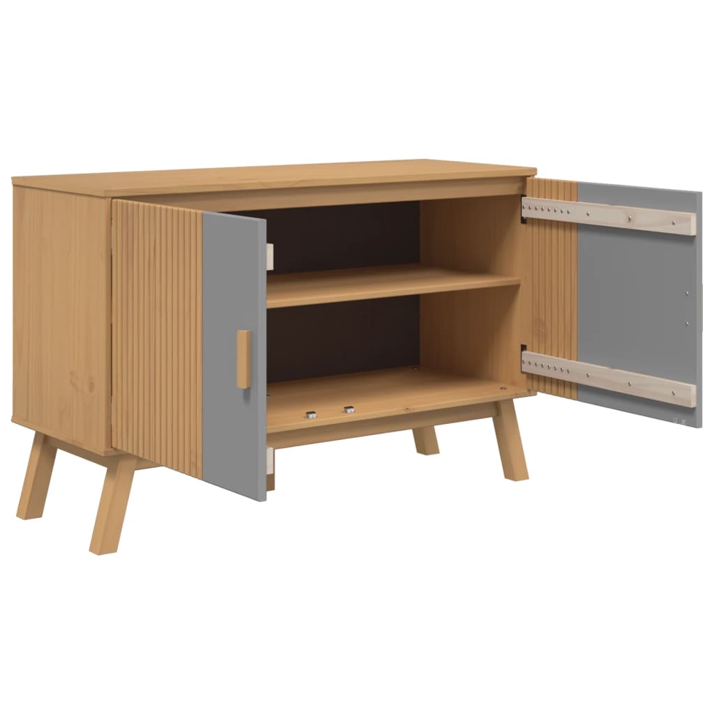 OLDEN Sideboard Gray and Brown 114x43x73.5 cm Solid Pine