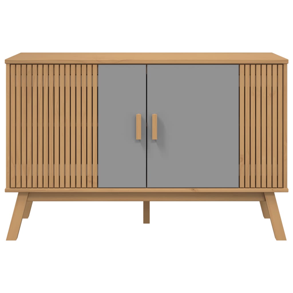 Credenza OLDEN Grigia e Marrone 114x43x73,5 cm Massello di Pino - homemem39