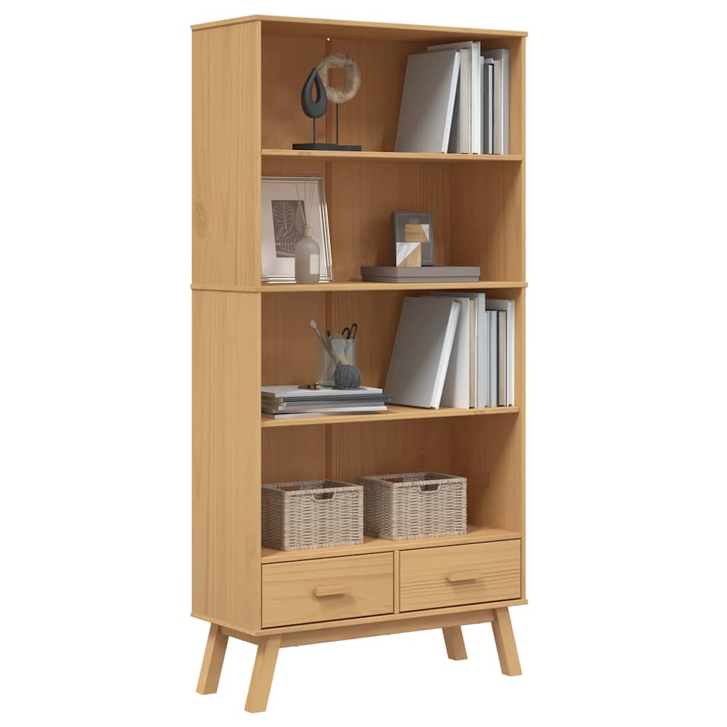 Libreria 4 Ripiani OLDEN Marrone in Legno Massello di Pino | homemem39