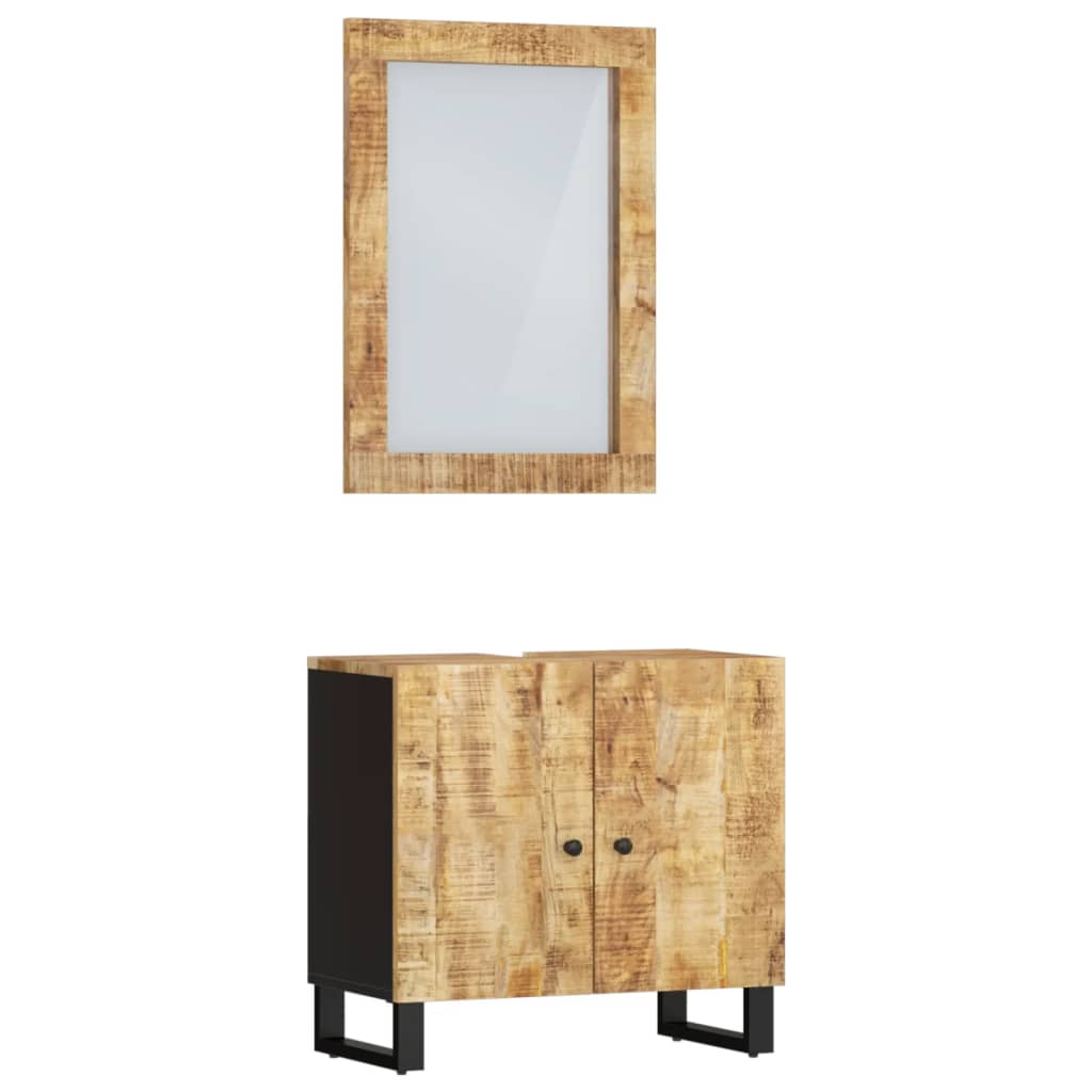 Set Mobili da Bagno 2pz in Legno Massello di Mango | homemem39