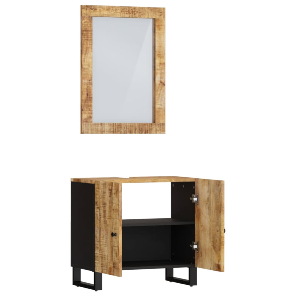 Set Mobili da Bagno 2pz in Legno Massello di Mango | homemem39