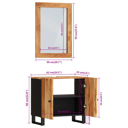 Set Mobili da Bagno 2pz in Legno Massello di Acacia | homemem39