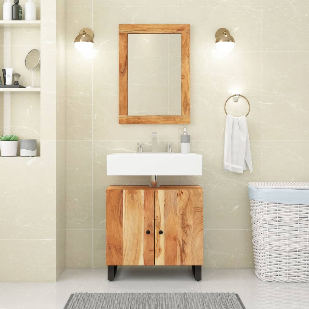 Set Mobili da Bagno 2pz in Legno Massello di Acacia | homemem39