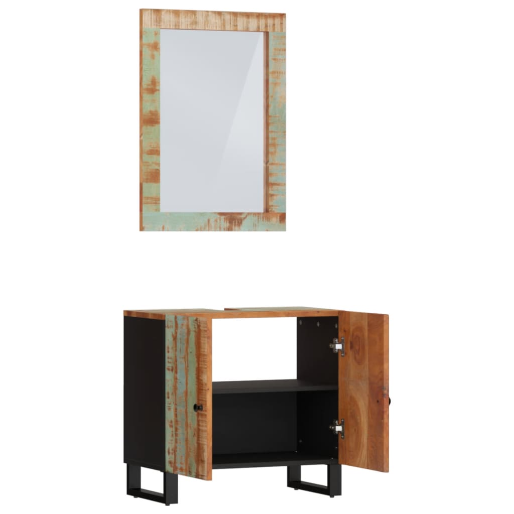 Set Mobili da Bagno 2 pz in Legno Massello di Recupero | homemem39