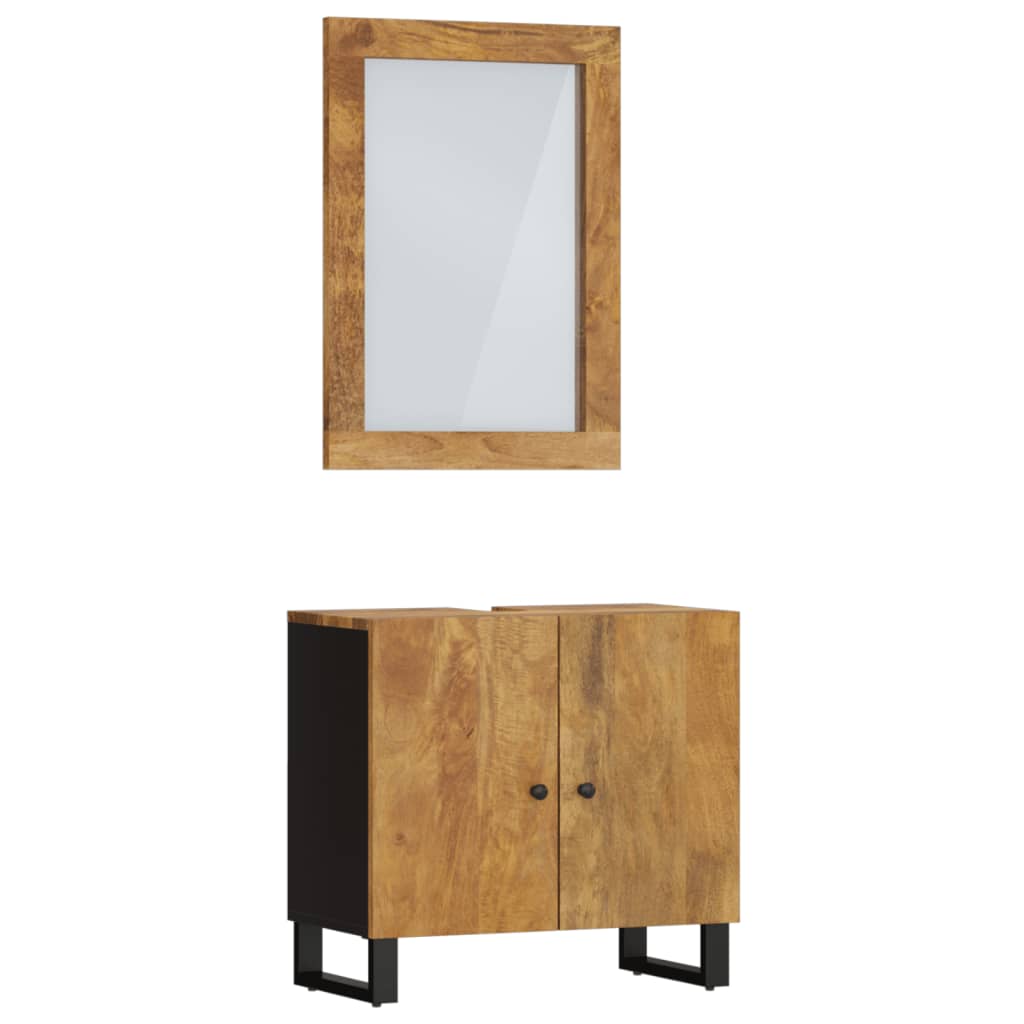 Set Mobili da Bagno 2pz in Legno Massello di Mango | homemem39