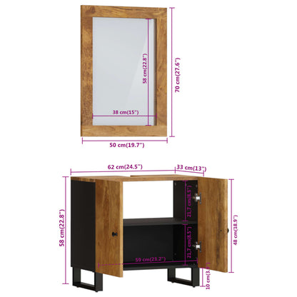 Set Mobili da Bagno 2pz in Legno Massello di Mango | homemem39