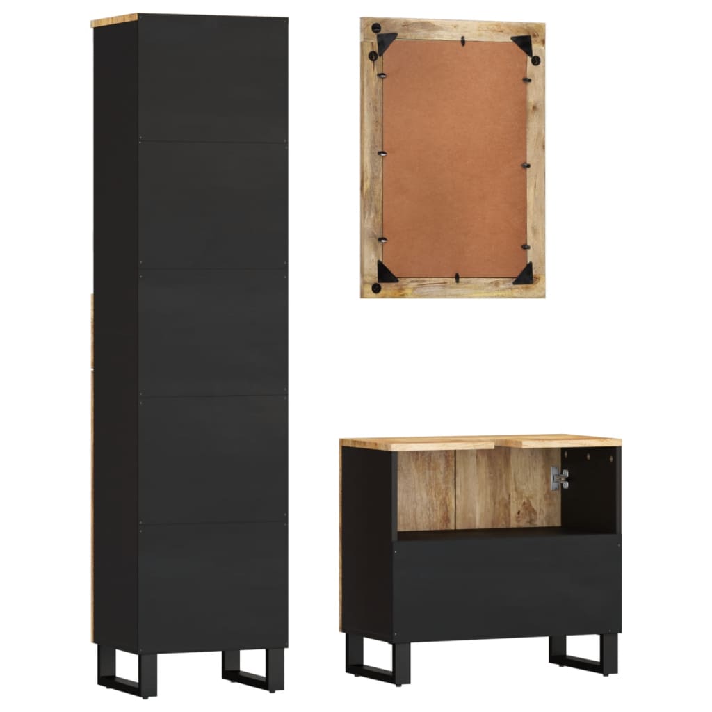 Set Mobili da Bagno 3pz in Legno Massello di Mango