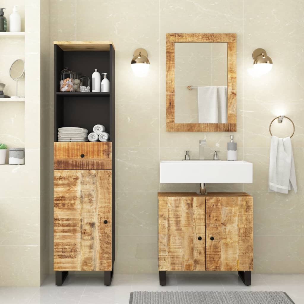 Set Mobili da Bagno 3pz in Legno Massello di Mango | homemem39