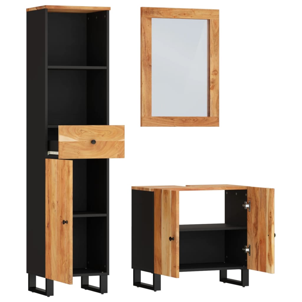 Set Mobili da Bagno 3pz in Legno Massello di Acacia | homemem39