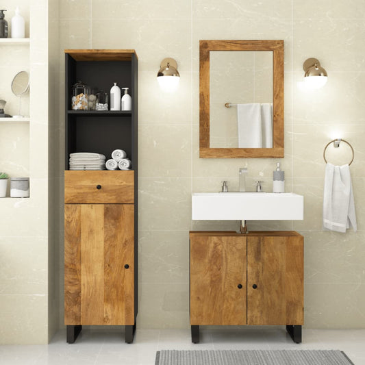 Set Mobili da Bagno 3pz in Legno Massello di Mango | homemem39