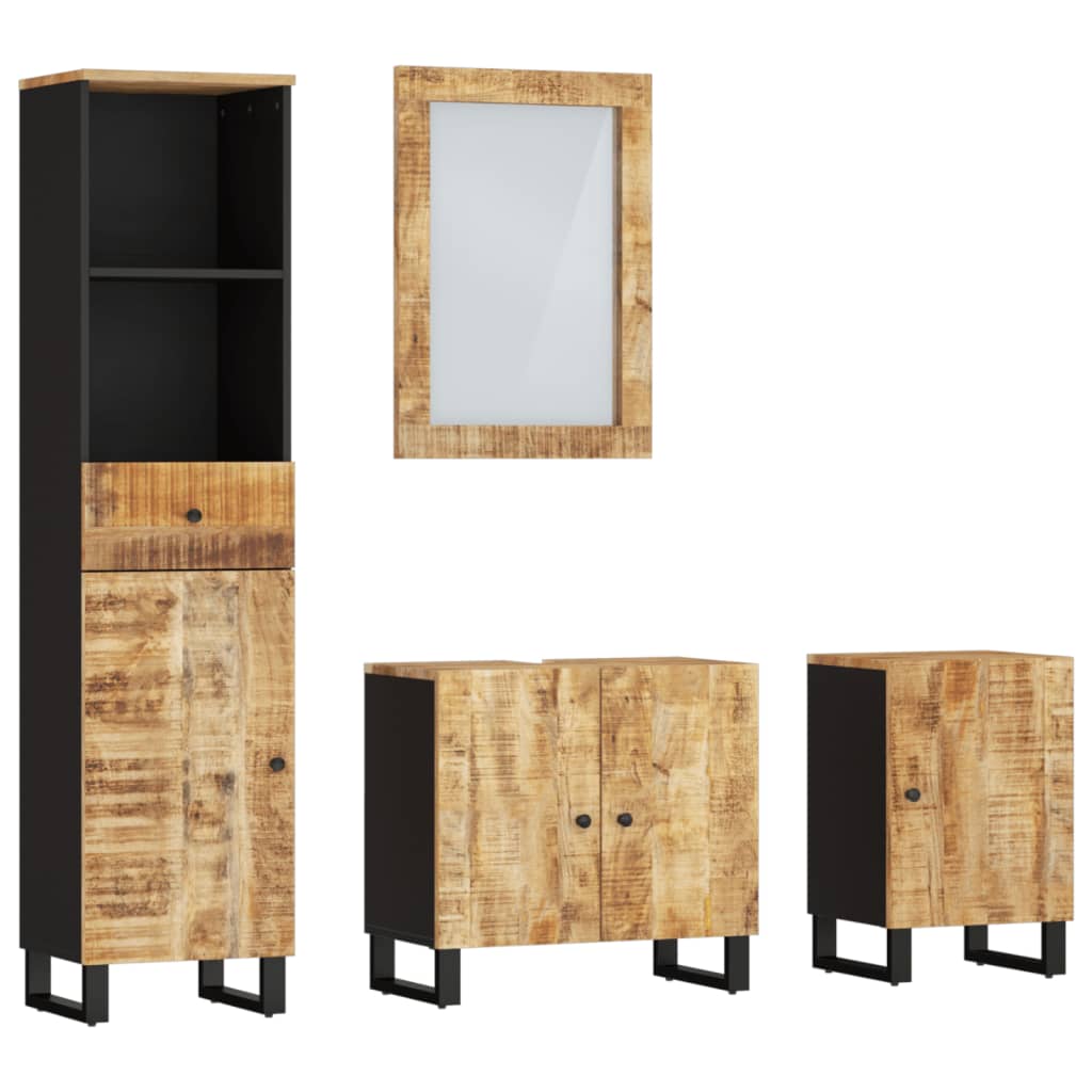 Set Mobili da Bagno 4 pz in Legno Massello di Mango | homemem39