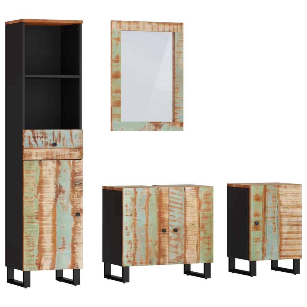 Set Mobili da Bagno 4 pz in Legno Massello di Recupero | homemem39