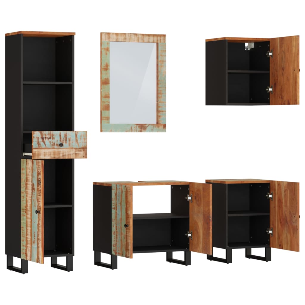 Set Mobili da Bagno 5 pz in Legno Massello di Recupero | homemem39