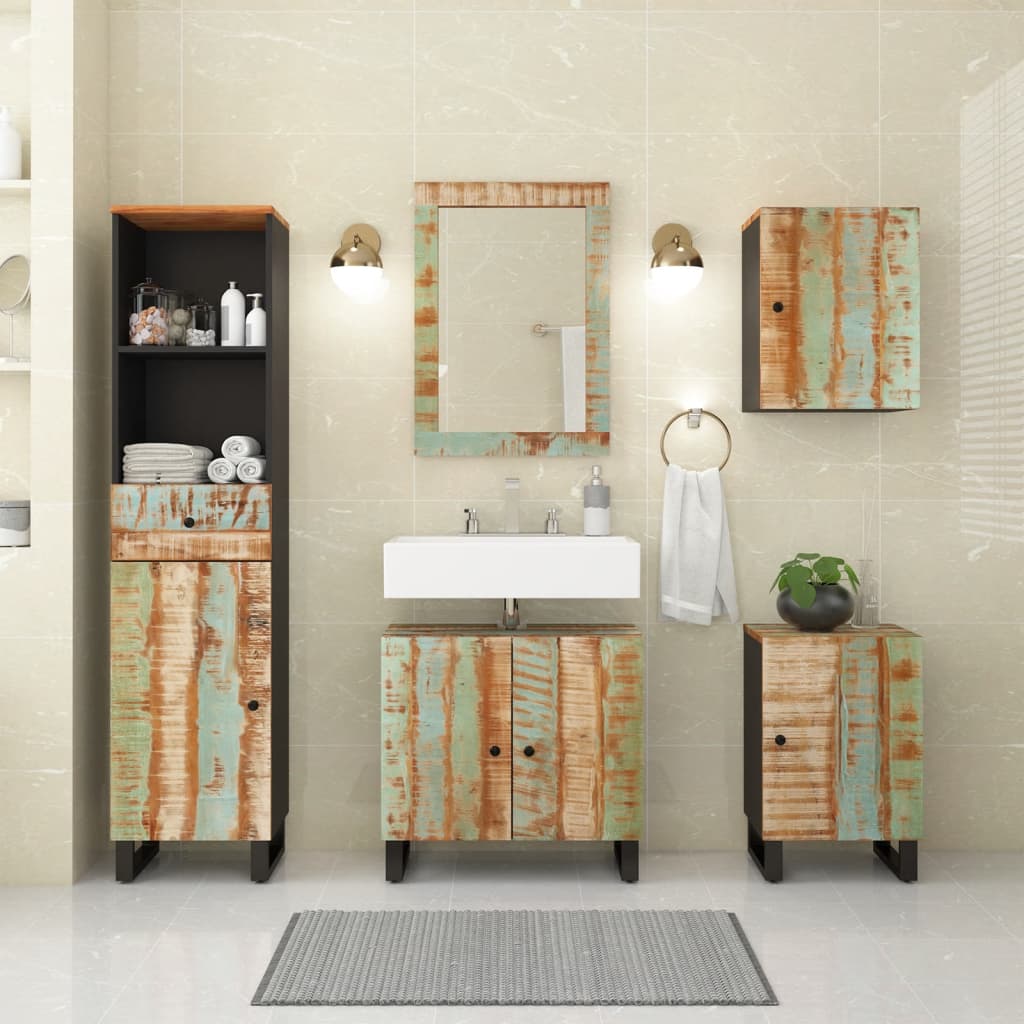 Set Mobili da Bagno 5 pz in Legno Massello di Recupero | homemem39