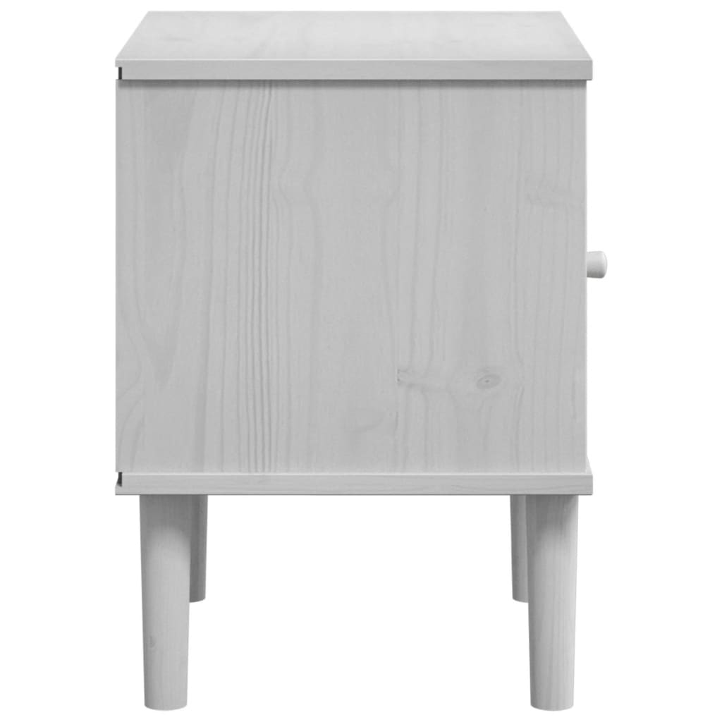 Comodino SENJA Bianco Aspetto Rattan 40x35x48 cm in Legno Pino - homemem39