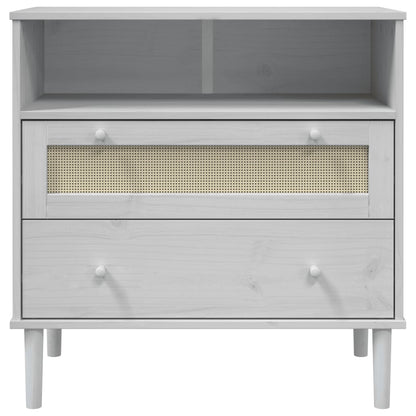 Credenza SENJA Aspetto Rattan Bianco 80x40x80 cm Massello Pino - homemem39